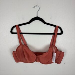 Cuup Bra 42F The Balconette Mesh Clay Unlined Sheer Underwire Adjustable Strap